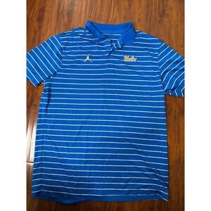 Air Jordan UCLA Bruins Blue Shirt Mens Medium Striped Performance Nike Golf Polo
